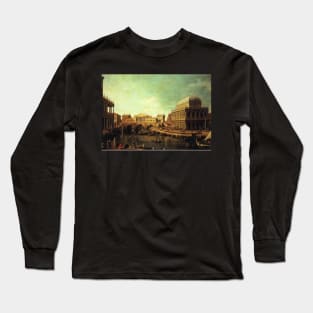 basilica di vecenza and the ponte de rialto - Canaletto Long Sleeve T-Shirt